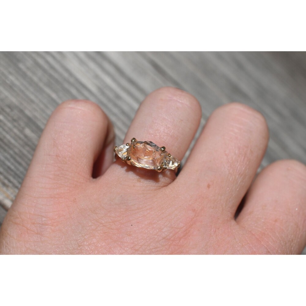 Engagement ring Size 7 14k Gold Diamond Ring, Raw Diamond , Solid Gold , Rough D